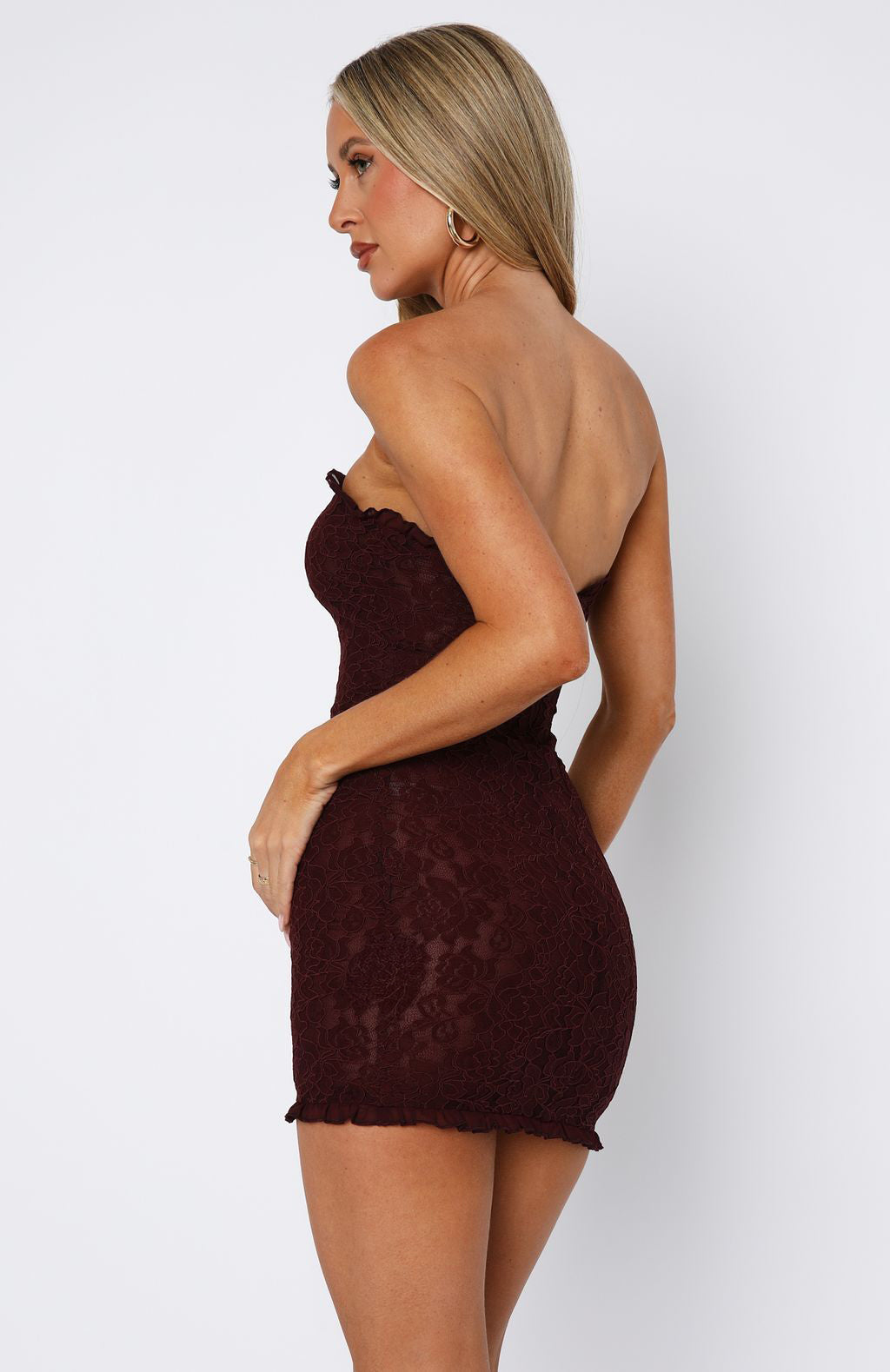 Mistress Strapless Mini Dress Burgundy