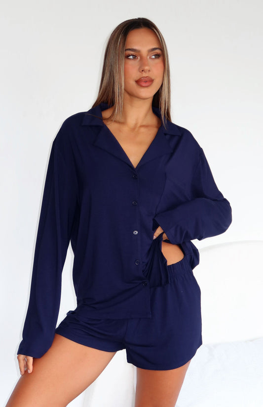 Dreamscape Long Sleeve Pyjama Set Navy